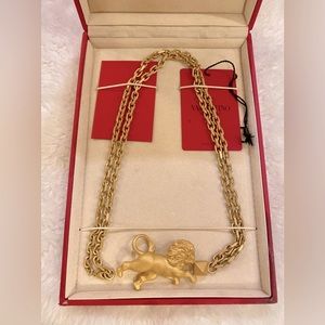 Matte Brass Valentino Zodiac Necklace. REAL VALENTINO!
